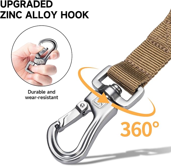 EXCELLENT ELITE SPANKER Tactical Military Bungee Nylon Dog Leash Adjustable | Adjustable No Pull Leads Rope Quick Release with 2 Control Handle heavy duty durable for training huntingfor medium large dog
