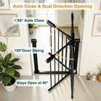 Fairy Baby 22.8"-25.5" Narrow Baby Gate for Small Stairs/Doorways/Hallways | Pressure Mounted Auto-Close Pet Gate, Metal Tension Safety Child Gate No Drill, Walk Thru Easy Install, No Extensions, Black