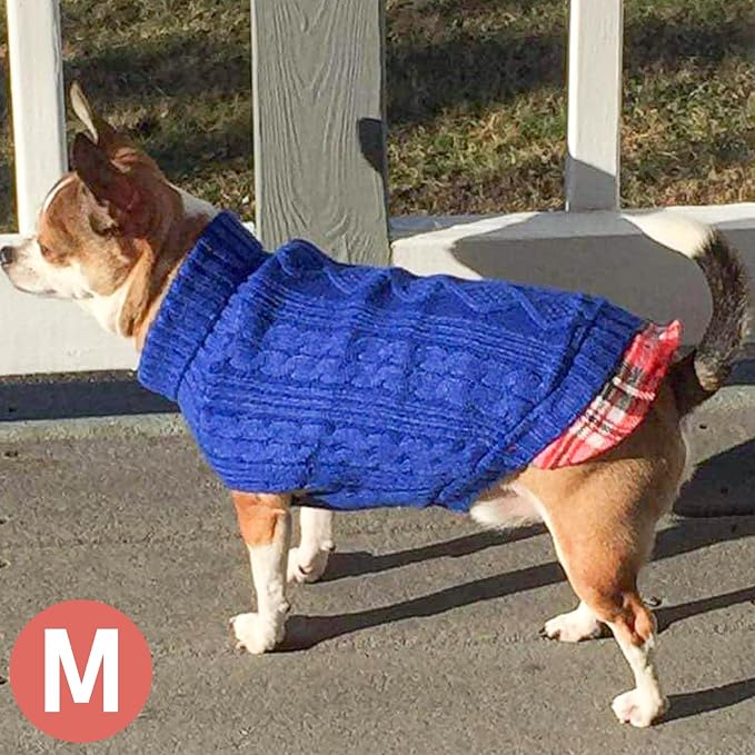 KYEESE Dog Sweater Turtleneck Thick Knit Pullover for Cold Weather | Stretchy Fit, Lightweight & Warm, Cozy Knit Comfort, Classic Plaid Design, Gentle on Sensitive Skin, Comfortable Daily Wear