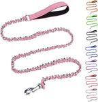 HOMIMP Chew Proof Dog Leash for Medium Large Dogs, Reflective 6 FT Heavy Duty Metal Chain Dog Leashes with Soft Padded Handle, Anti Bite Durable Rope Leashes for Pitbull, Non Chewable, Light Pink
