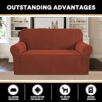 Stretch Loveseat Sofa Cover Slipcover Couch Cover for 2 Cushion Sofa Washable Sofa Cover for Pets Friendly Furniture Protector Covers with Non Slip Bottom(Loveseat, Rust)