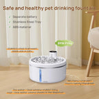 Wireless Cat Water Fountain [with Stainless Steel Tray], 84oz/2.5L Pet Fountain for Cats Inside, Cat Fountain for Drinking