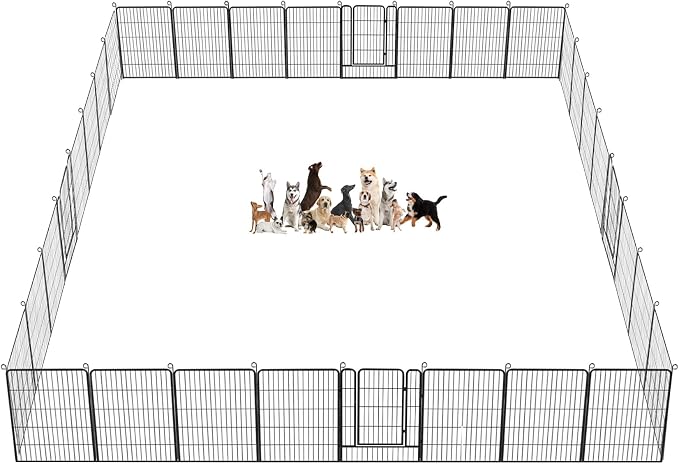 Dog Playpen Fence for Yard, 32inch 40 Panels Anti-Rust Pet Playpen Exercise Pen with Lock, Portable Pet Fence for Yard RV Camping