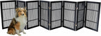 Urnporium Pet Dog Gate Freestanding, Strong Durable Folding Wooden Fence, Portable Acacia Hardwood Safety Barrier for Indoor & Outdoor Use (Black Pet Gate, 8 Panel 30" Tall)