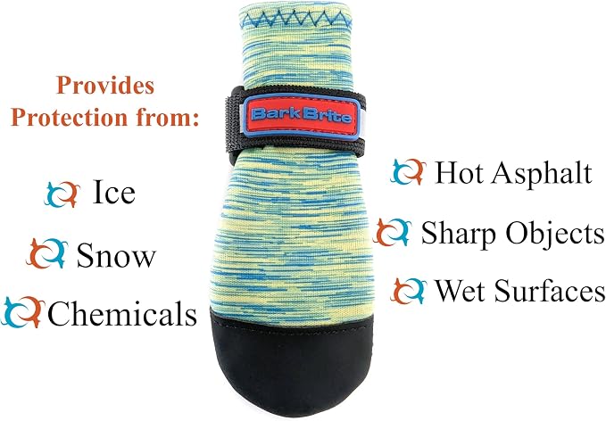 All Weather Neoprene Paw Protector Dog Boots with Reflective Straps in 5 Sizes! (Turquoise Small)