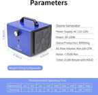 ONAMOR Ozone Generator 80000mg, Ozone Machine Odor Removal, Ozone Ionizer Deodorizer, High Efficiency Ozone Odor Eliminator for Home, Car, Smoke, Basement and Pet Room, Blue
