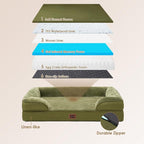 EHEYCIGA Orthopedic Dog Beds Large Sized Dog, Waterproof Washable Pet Bed | Non-Slip Bottom and Egg-Crate Memory Foam Dog Couch Bed with Washable Removable Cover, Olive Green