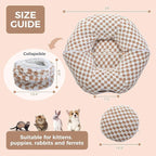 PEQULTI Brown Donut Cat Tunnel Bed Washable Plush Mat Multi for Small Pets | Round play tube with soft detachable plush mat, multi-pet toy fit indoor cats, kittens, puppies, rabbits and ferrets