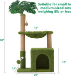 Woochpet 37" Small Cat Tree for Indoor Cats, Multi-Level Cat Tower with Sisal Scratching Post, Cozy Hammock, Cat Condo with Peek-a-Boo Mouse Hole, Interactive Toy Ball for Kittens and Small Cats