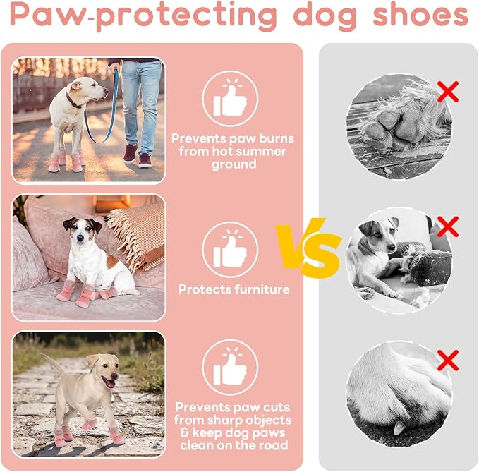 Allroaring Durable Dog Boots for Hiking Dog Shoes for Hot Pavement, Pink 2# | Water Resistant, Anti-Slip Rugged Sole, Sturdy Construction, Trail Walking, Abrasion Resistant, Breathable, Outdoor Adventure