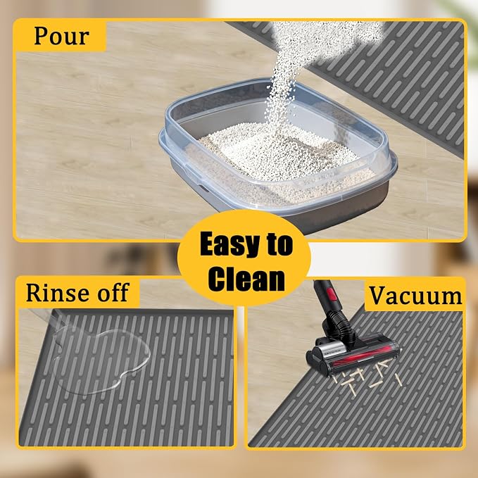 40"x30"(100cmx75cm) Extra Large Silicone Cat Litter Mat, XXL Litter Trapping Mat for Under Litter Box, Non-Slip Waterproof Kitty Litter Catcher, Easy to Clean Mat for Cats, Dark Brown