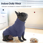 IECOii Dog Sweaters for Medium Dogs Girl Boy,Holiday Knit Doggy Sweatshirt with Sleeve,Turtleneck Thick Warm Dog Sweaters for Winter,Pullover Knitwear for French Bulldog,Boston Terrier (Blue, L)