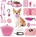 Puppy Supplies Starter Kit, Pink Puppy Essentials for Small Dogs | Bowls, toys, toothbrush, treat pouch and more in one pink puppy kit; ideal welcome home gift for small dogs and new puppies