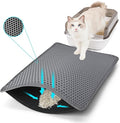 Cat Litter Mat 30"x24", Double Layer Waterproof Litterbox Mat, Gray | Non-slip backing, washable for easy cleanup, traps stray litter with waterproof honeycomb large grid that is urine-proof.