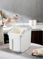 33 Liter / 50 lbs Rice Storage Container with Measuring Cup, BPA free, For Rice | Grain | Pet Food | Flour, 1 count, White