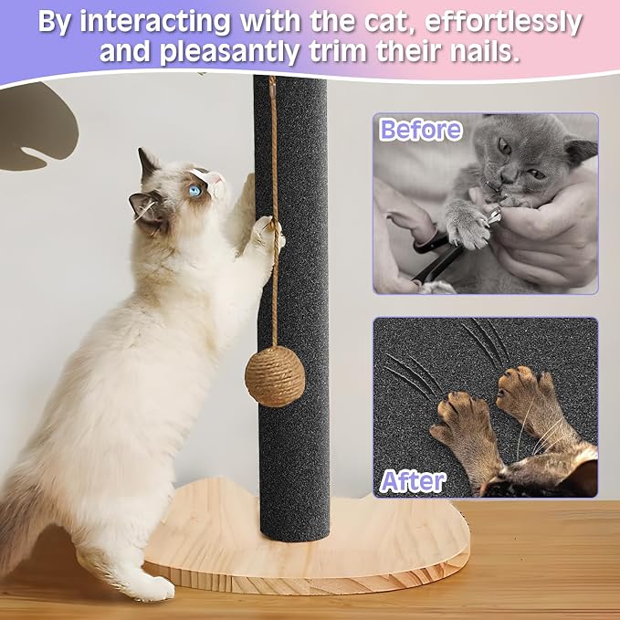 BNOSDM Self-Adhesive Dog Nail File Scratcher Emery Paper Cat Nail Scratch Board Replacement Sandpaper, Cuttable Pet Furniture Scratching Pad Protector for Door and Wall (12in*10ft, Black)