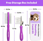 Pain-Free Dematting Comb Kit for Dogs & Cats, Dematting Rake & Detangling Dual-Side Comb Set, Dematting Brush for Dogs & Cats, Pet Grooming Tools Kit for Poodle Doodle & All Long Haired Pets