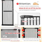 Lumizone 61.02" Extra Tall Pet Gate for Cat Dog 30.12"-59.24" Wide Black | Extra Tall Cat Gate for Doorway Hallway Stairs Pressure Mounted 1.37" Gap No Drilling Auto-Close Dual-Lock