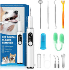 Dog Teeth Cleaning Kit Dog Plaque and Tartar Remover with LED Light 5 Adjustable Modes Electric Toothbrush Pet Teeth Cleaner for Dogs and Cats (Off-White)