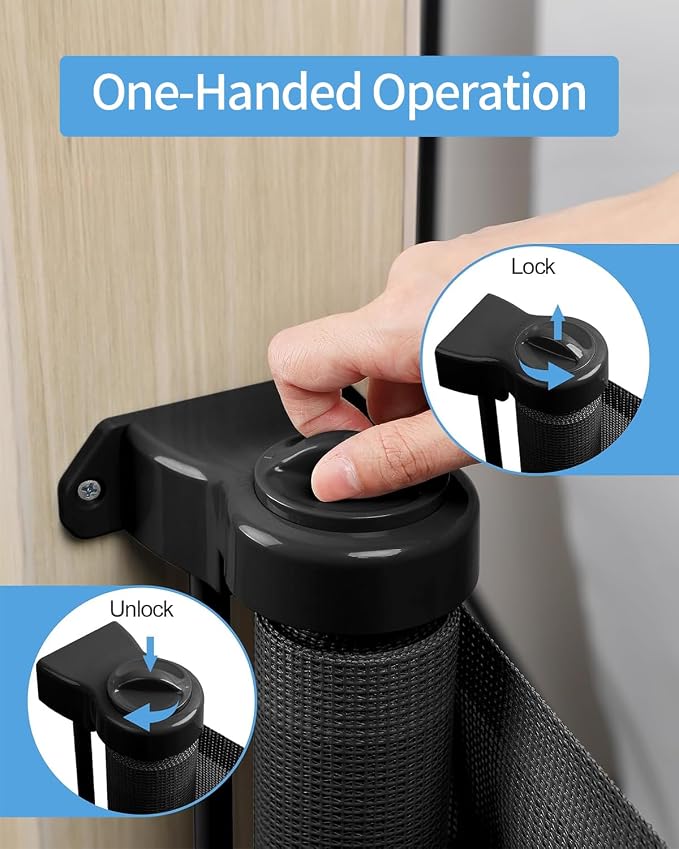 Veraste Retractable Baby Gate,Mesh Baby Extra Wide Gate,Extra Long Dog Gate,33" Tall,Large Extends up to 150" Wide,Child Safety Extra Large Gate for Doorways, Stairs, Indoor/Outdoor（Black,33"x150"）