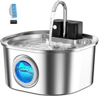 Voluas Stainless Steel Cat Water Fountain, Wireless, 108oz/3.2L, 1 Filter | Cordless Design, Ultra-Quiet Pump, Easy to Clean, BPA-Free
