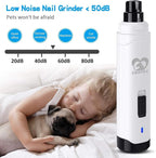 Casfuy Dog Nail Grinder Upgraded - Professional 2-Speed Whisper-Quiet Electric Pet Nail Trimmer Painless Paws Grooming & Smoothing for Small Medium Large Dogs & Cats (White)