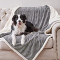 Dog Blankets for Large Dogs - Waterproof Cat Blanket Washable - Sherpa Fleece Puppy Blanket, Soft Plush Reversible Throw Protector for Bed Couch Car Sofa, 60"X80", Grey