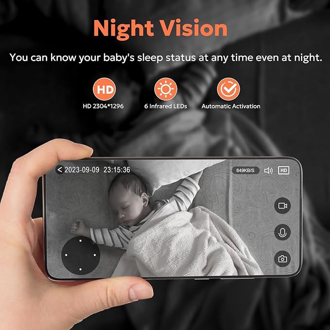 owltron Indoor Camera 2K, 360 Cameras for Home Security with Motion Detection, Baby Monitor with Phone App, 2.4G WiFi Pet Cam with Night Vision & 2-Way Audio