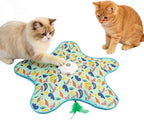 Automatic Interactive Cat Toy Hide and Seek Electric Toy with Feather Wand Bird Sounds Touch Activated USB Rechargeable Play Mat for Indoor Cats Self Play Exercise for Kittens and Cats