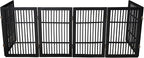 Urnporium Pet Dog Gate Freestanding, Strong Durable Folding Wooden Fence, Portable Acacia Hardwood Safety Barrier for Indoor & Outdoor Use (Black Pet Gate, 6 Panel 30" Tall)