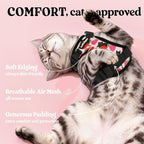 rabbitgoo Cat Harness and Leash Set, Escape Proof Vest, Berry Pounce | Soft Breathable Mesh, Easy Adjustable Fit, Snap Buckles, Sturdy Clip, Reflective Strips, for Medium to Large Cats Walks, M