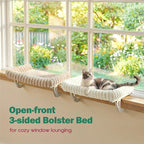 Zakkart Mellow Cat Perch for Windowsill, Hook-On or Screw-On Installation Pet Window Perch, Machine Washable Bed, Heavy Duty Cat Hammock Shelf for Large Cats, Holds up to 40 lbs (Brown, XLarge)