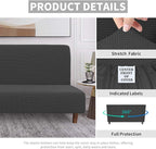 Easy-Going 100% Waterproof Futon Cover, Stretch Futon Slipcover Large | Dual Waterproof Armless Futon Couch Cover, Leakproof Sofa Bed Furniture Protector for Kids Pets Dog Cat, Dark Gray