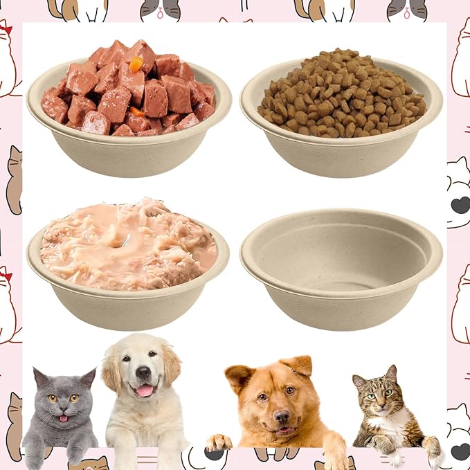 Disposable Pet Food Bowls, Thickened Disposable Pet Bowls, 200pcs Pet Disposable Feeding Bowls for Kittens, Puppies, Wet and Dry Food (220ml/8oZ)