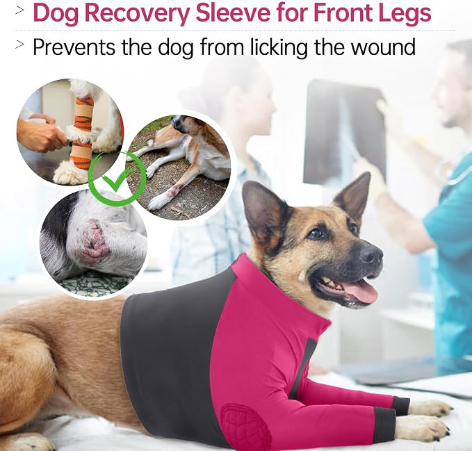 Lelepet Dog Recovery Sleeve, Dog Long Sleeve Shirt Stop Licking XL | Surgery Recovery Suit for Front Legs Shoulder Chest Wounds Skin Conditions Leg Sleeve for itching with Arms Elbow Protector