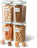 Dog Food Storage System with One-Touch Lid, (4 ×4.22 QT / 4.0 L) Best Value BPA-Free Cat Food Storage Container，Stackable Durable PET with 130ml Scoop, for Complete Kibble & Supply Organization