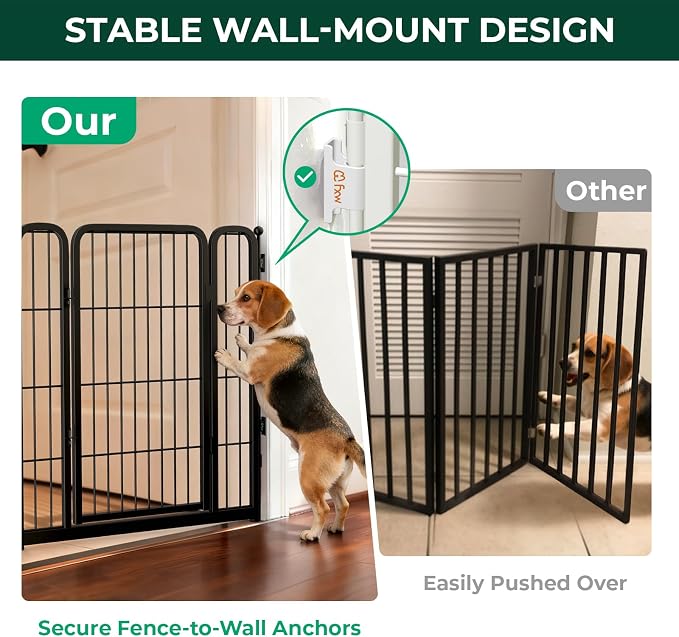 FXW Dog Gate, Extra Wide Adjustable for Openings Up to 219", 32" H | Flexible Space Control, Easy Walk-Through Access, 7 Panels + 1 Gate, For Small & Medium Dogs, Garage Use