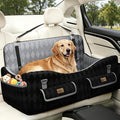 Dog Car Seat for Medium & Large Dogs Up to 55 lbs, Pet Booster Seat with 4 Storage Pockets, Travel Dog Car Bed with Memory Foam Cushion, Reversible Cover, Non-Slip Base for SUV Back Seat