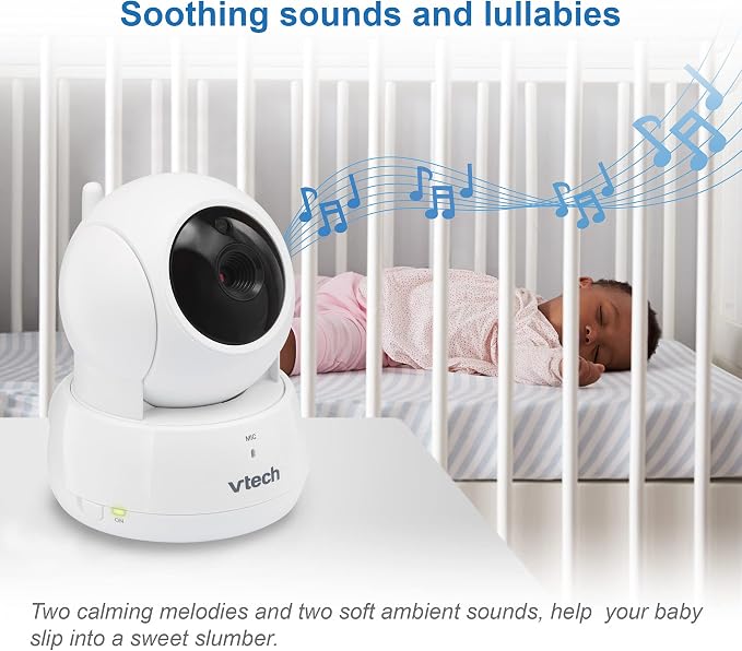 VTech Baby Monitor No WiFi, 2 Cameras & Remote Pan-Tilt-Zoom for Twins & Two Rooms – Hack-Proof, 19Hr Battery, 1000ft Range, Auto Night Vision, Temperature Sensor | VM923-2