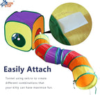 GONPETGP Cat Tunnel and Cubes Combo, Indoor Cat Tunnels with Play Ball, Interactive Crinkle Collapsible Tent and Cubes, All in One Set of 3