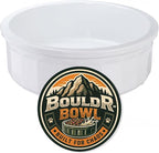 Pet Crock Bowl – Thick Durable Plastic Non-Tip Food & Water Dish for Dogs, Cats & Small Animals – Indoor/Outdoor – Chew Resistant, Easy Clean (White, Large 48oz)