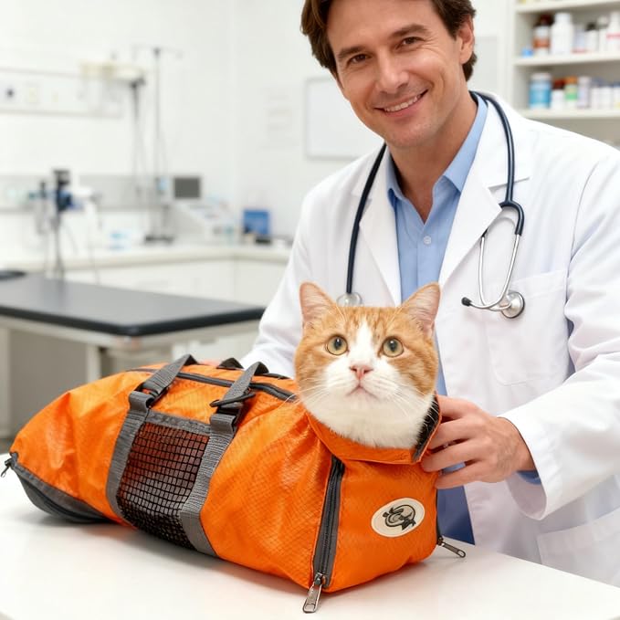 Cinf Cat Restraint Grooming Bag, Anti-Scratch Tool for Nail Trimming | Safe grooming restraint bag controls cat movement for bathing, nail trimming, injections and veterinary examinations