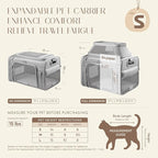 Top-Expandable Pet Carrier with Treat & Pet Window,17x11x9.5 Inch Alaska Hawaiian Airline Approved,Soft-Sided Dog Carrier for Small Dogs and Cats,Travel Cat Carrier with Locking Safety Zippers,Grey