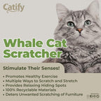 Best Pet Supplies Catify Corrugated Cardboard Cat Scratcher - Whale | Corrugated Cardboard, Durable, Non-Slip, Indoor Furniture Protector, For Kittens and Cats, Promotes Healthy Active Play