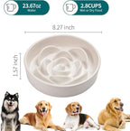 8.26 in White Ceramic Slow Feeder Dog Bowl for Medium and Large Breed,Pet Feeding Dog Food Water Dish Heavy Wighted,Puppy Bowl for Fast Eaters,Puzzle Slow Eating Dish Modern Maze