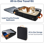 MORAIS Portable Travel Litter Box for Cats, 17.7"×13.5"×11" Collapsible Cat Litter Box with Lid, Leak-Proof Cat Litter Pan for Car Hotel Airplane, Waterproof & Easy to Carry- Black