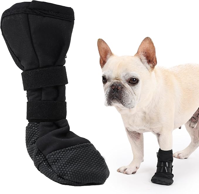 Anti-Lick Breathable Dog Recovery Boots for Injured Paws, Black M | Non-Slip Sole, Adhesive Strap Dog Shoes for Medium Large Breeds