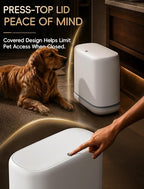 Small Bathroom Trash Can with Lid, Dog Proof Slim Press Top Garbage Can, White Plastic Narrow Waste Basket, for Bathroom Bedroom Office 2 Pack Set with 4.8 Gal and 2.9 Gal