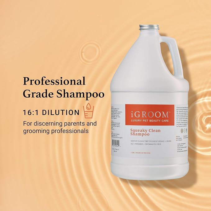 iGroom Squeaky Clean Dog Shampoo, Luxury Pet Beauty Care, Intense Cleaning Power, Chamomile Extracts Sooth Skin, Made in USA (16 OZ)