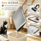 Songrey Silicone Cat Litter Mat 40" x 28", Large Litter Trapping Mat, Gray | Waterproof, Urine-Proof Litter Box Mat for Floor, Soft on Kitty Paws, Easy To Clean, Cat Supplies, Pet Feeding Mat